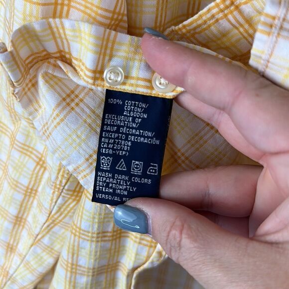 Tommy Hilfiger Yellow Orange Large Button Down Dress Shirt - Picture 5 of 7